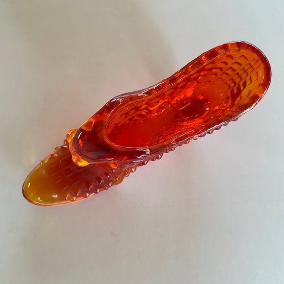 VTG Fenton Amberina Cat Head Glass Shoe - Picture 5 of 6
